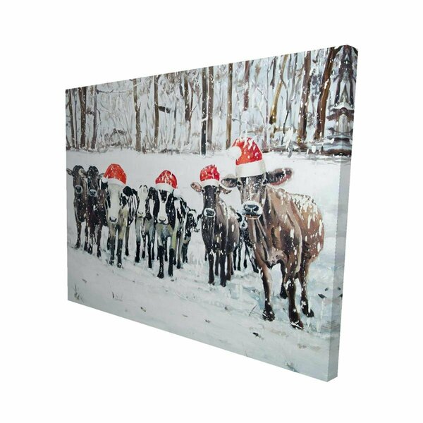 Begin Home Decor 16 x 20 in. Curious Christmas Cows-Print on Canvas 2080-1620-HO24